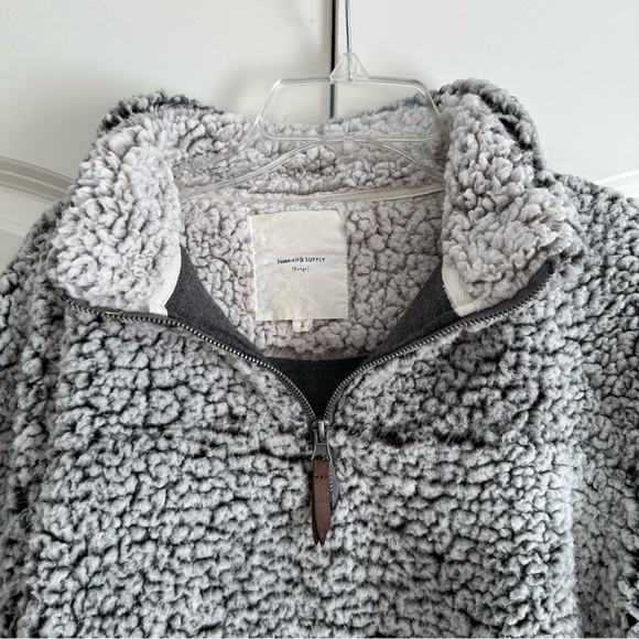 Thread & Supply Grey Sherpa Pullover with Zipper True Grit Style - Picture 16 of 16